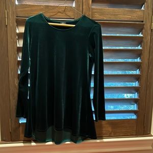 Intro Stretch Emerald Green Velvet Pull Over Shirt